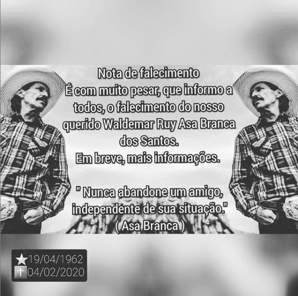 Locutor Asa Branca morre aos 57 anos em São Paulo