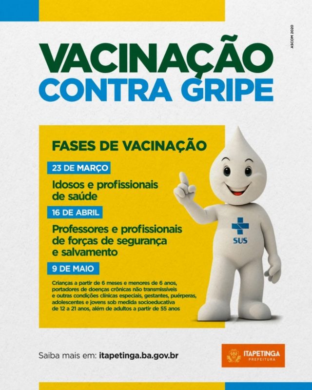 Itapetinga: Campanha de vacinação pode diminuir movimento em hospitais e unidades de saúde