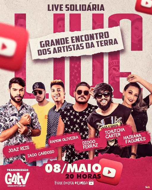 Live solidária grande encontro com artistas da terra dia 8 de maio ás 20:00 horas