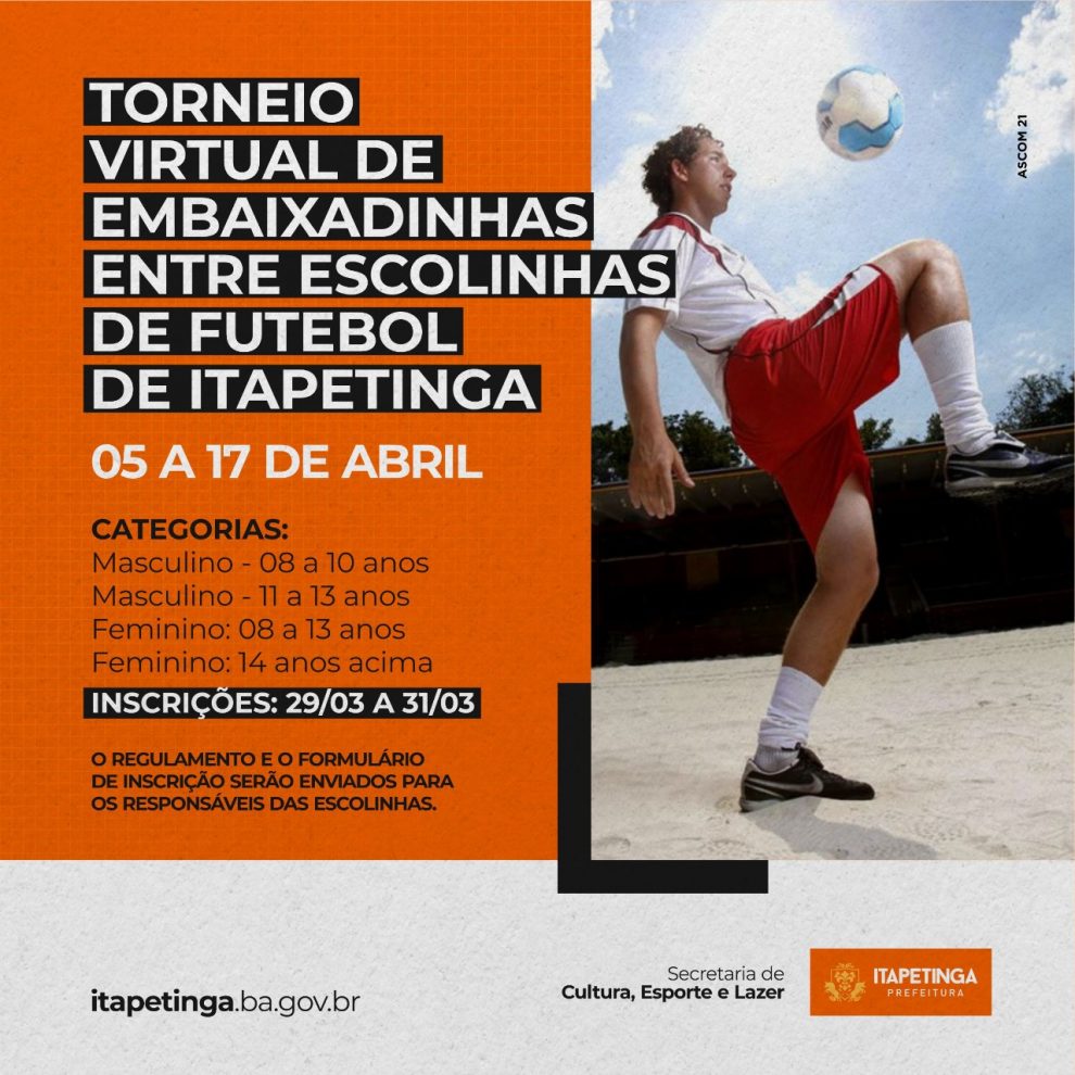 Itapetinga: Prefeitura realizará I Torneio Virtual de Embaixadinhas
