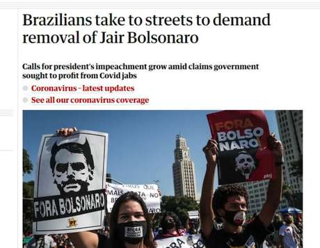Imprensa internacional noticia protestos contra Bolsonaro