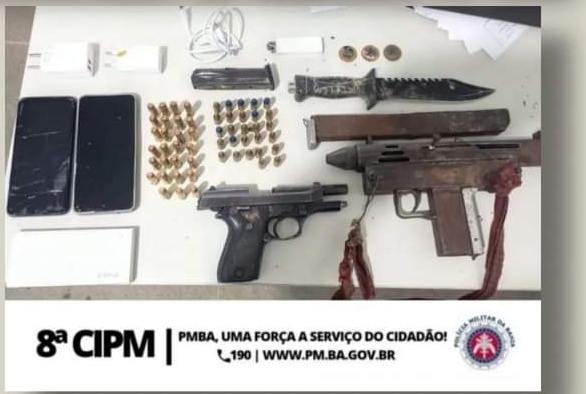 8ªCIPM: PM Apreende Submetralhadora, Pistola, Recupera Motos e Celulares Roubados e Prende Dois Criminosos Envolvidos em Homicídios em Ibicuí