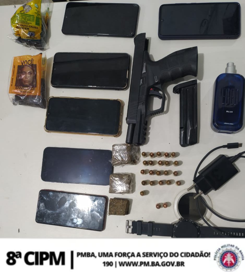 Operação Policial da  8ª CIPM em Iguaí Resulta em Apreensão de Arma de fogo e Drogas