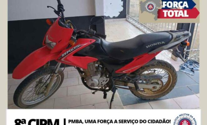 Maiquinique: Durante a Operação Força Total, 5º Pelotão da 8ª CIPM Recupera Moto com a Numeração de Chassi e Motor Suprimidos