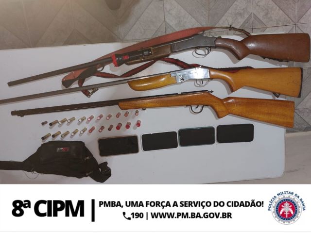 Em Operação, PM apreende armas de fogo no Distrito de Pouso Alegre, município de Maiquinique