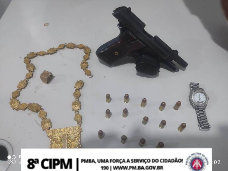 Itapetinga: Operação da 8ª CIPM Resulta na Apreensão de Pistola com Suspeito