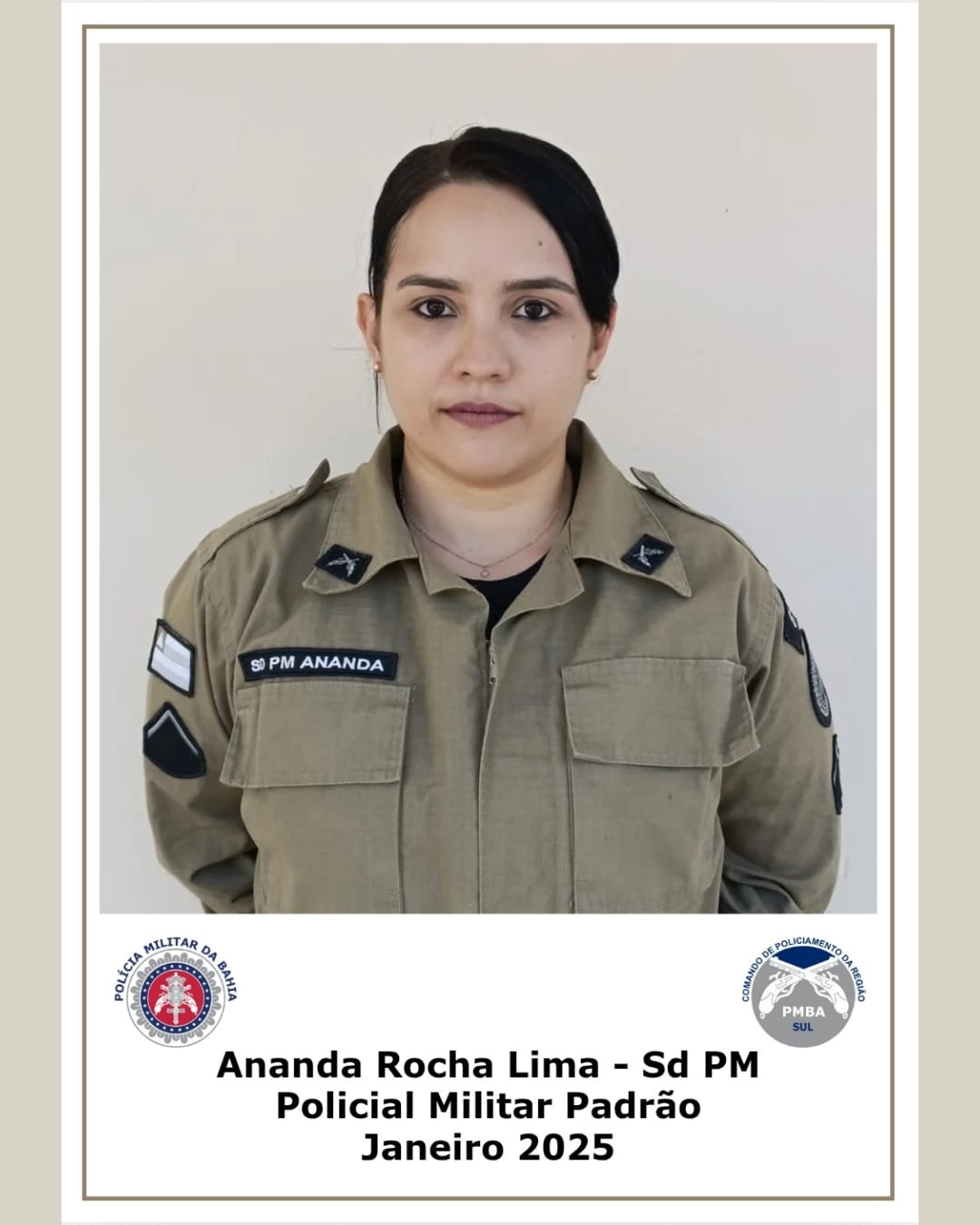 Brilhando em 2025: SD PM Ananda é a Policial Padrão da 8ª CIPM em Janeiro!