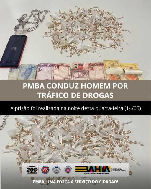 PETO da 8ª CIPM Conduz homem por tráfico de drogas em Itapetinga