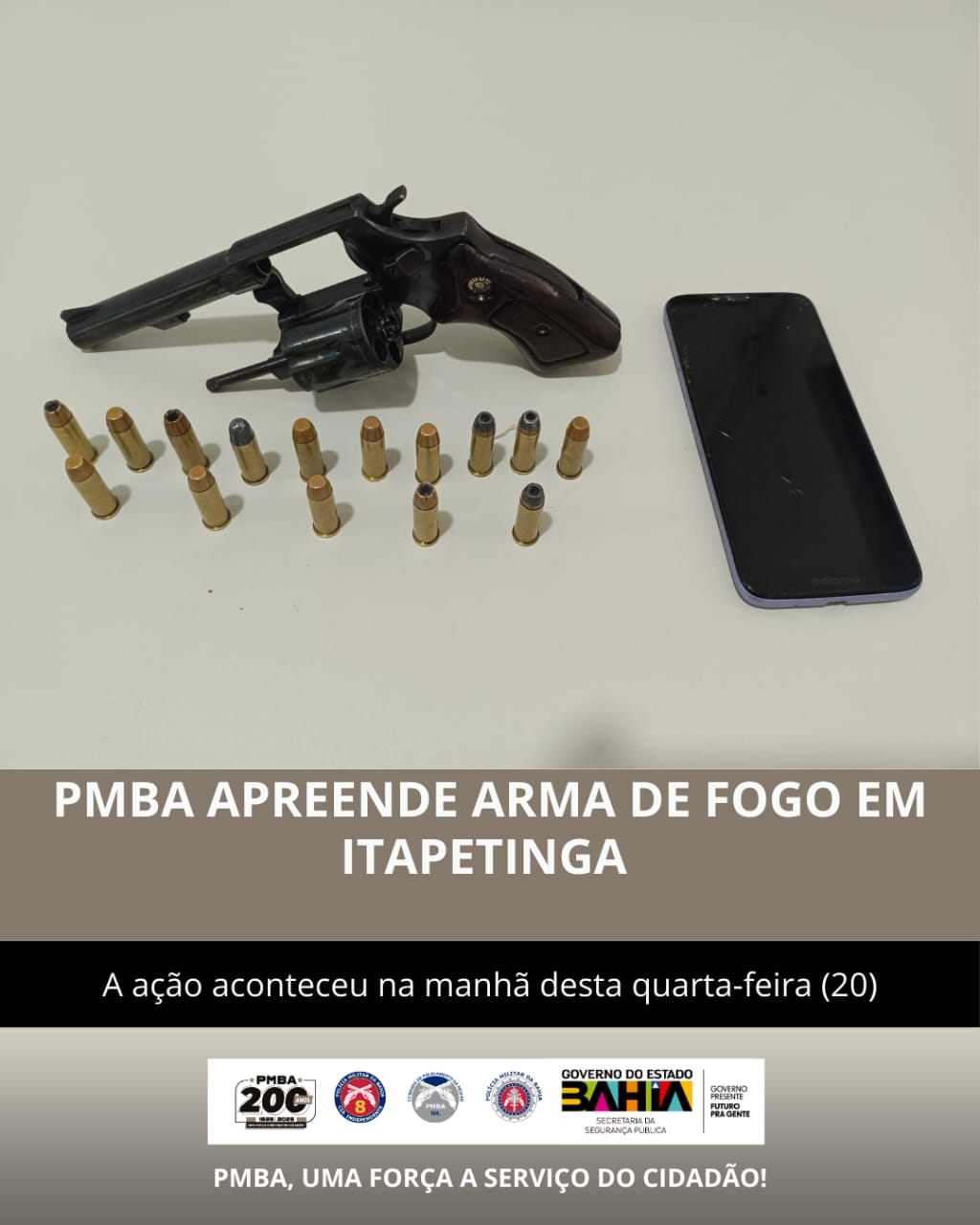 Suspeito é flagrado com revólver calibre .38 durante abordagem da 8ª CIPM