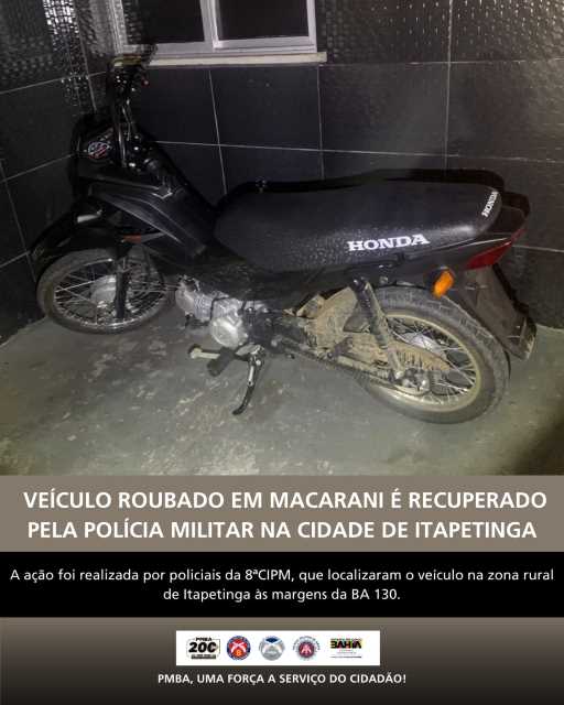 Veículo roubado em Macarani é recuperado pela guarnição da 8ª CIPM em Itapetinga-BA