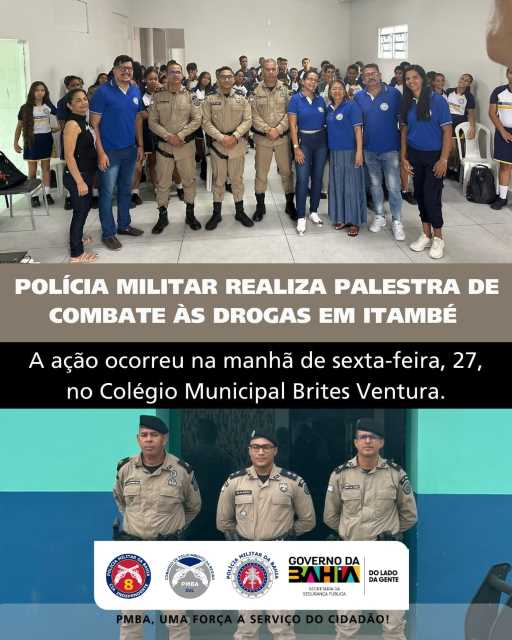 Polícia Militar realiza palestra de combate às drogas em Itambé