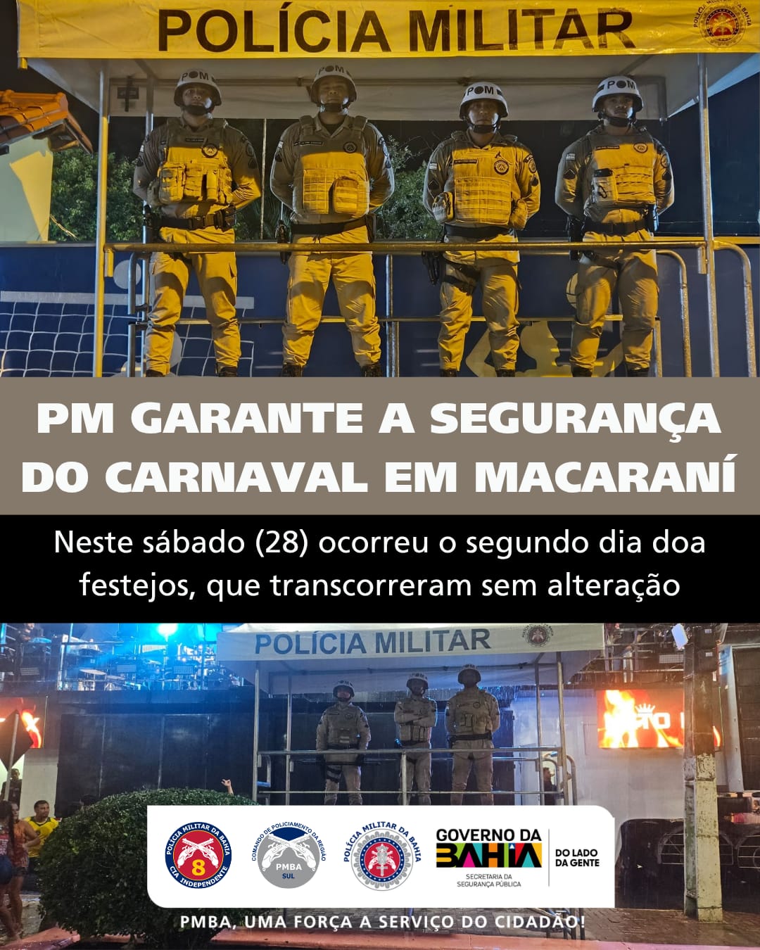 Carnaval em Macarani segue com segurança reforçada pela 8ª CIPM