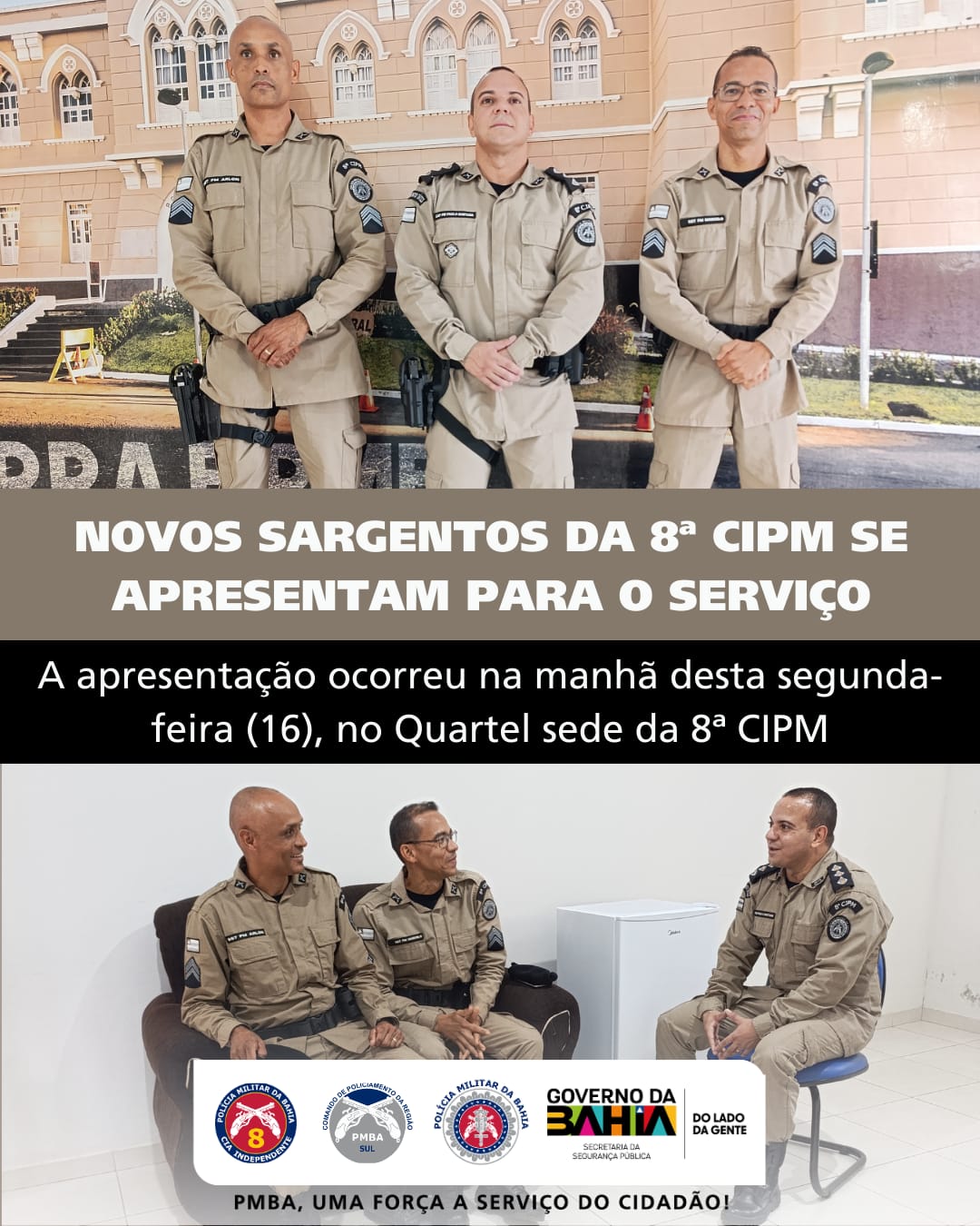 Ascensão profissional: Sargentos recém-formados reforçam o quadro da 8ª CIPM