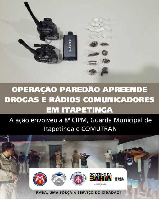 Operação Paredão apreende drogas e rádios comunicadores em Itapetinga