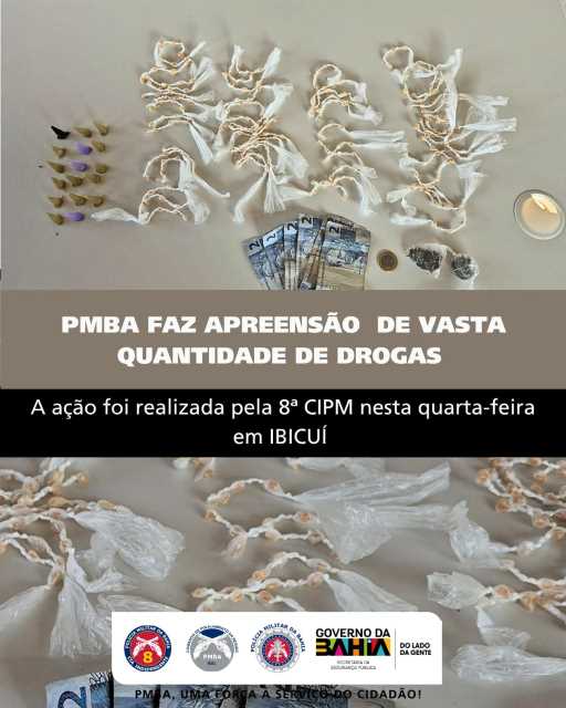 Entorpecentes são apreendidos pela 8ª CIPM no centro de Ibicuí