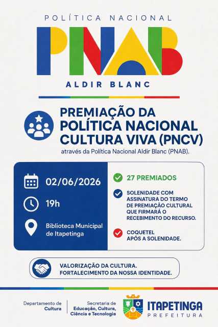 Itapetinga celebra Cultura:  Cultura Viva e Aldir Blanc em destaque na cidade