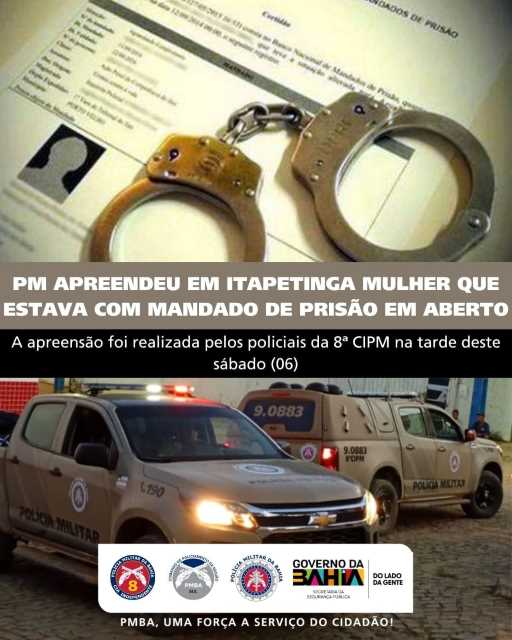 Guarnição da 8ª CIPM cumpre mandado de prisão em Itapetinga