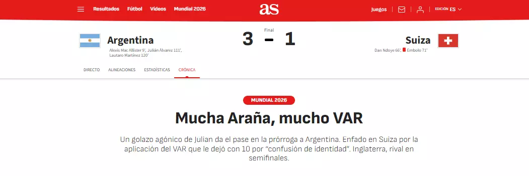 Imprensa internacional questiona arbitragem e levanta polêmica após classificação da Argentina