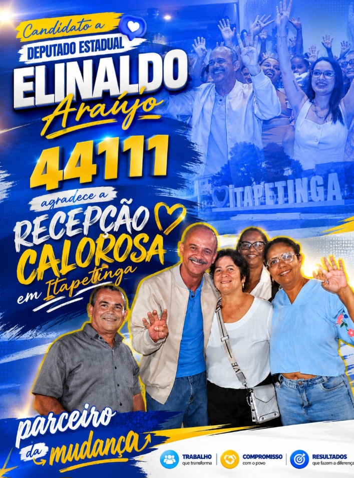 Candidato a deputado estadual Elinaldo Araújo (44111) agradece a recepção calorosa em Itapetinga